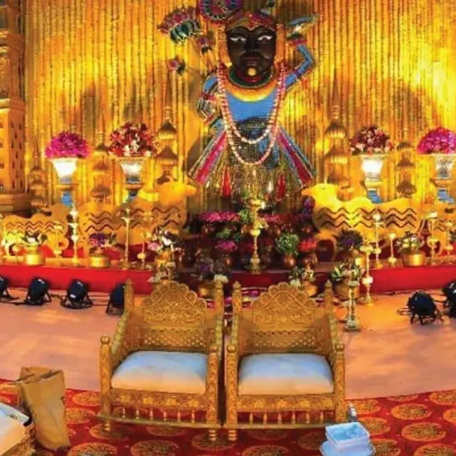Luxury destination wedding in Vrindavan by Lotus Grandeure with elegant decor and grand ceremony setup